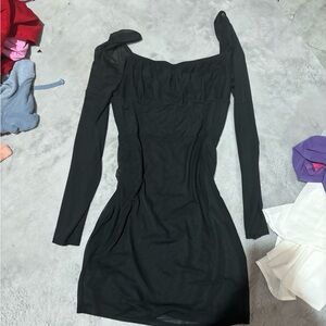 Black partially sheer dress